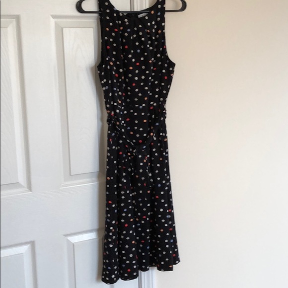 Elle Dresses & Skirts - Elle black‎ polka dot dress w/waist tie size 8